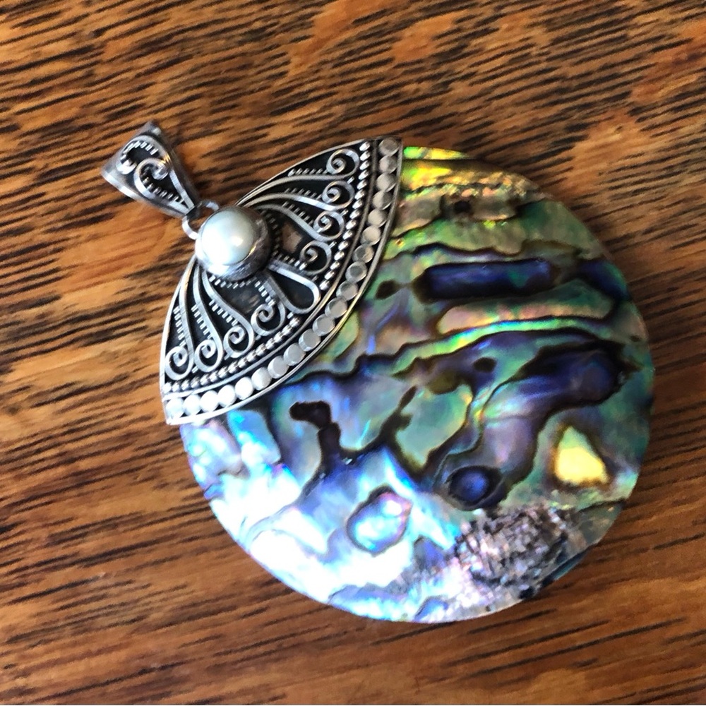 $74 Meran Estate Drop Pendant   Sterling Silver   Marked Meran Indonesia 925